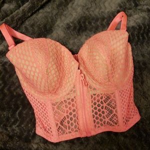 BNWOT Electric Pink Ribbed Corset Bra
